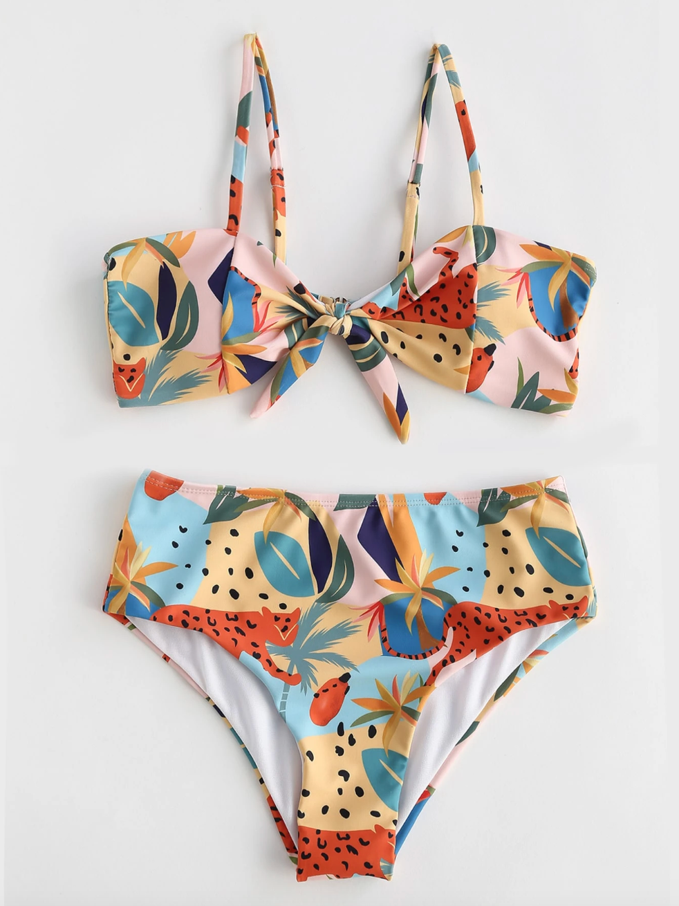Bikini de colores con jaguar