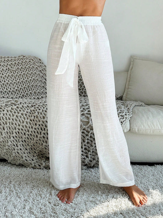 Pantalón con moña blanco