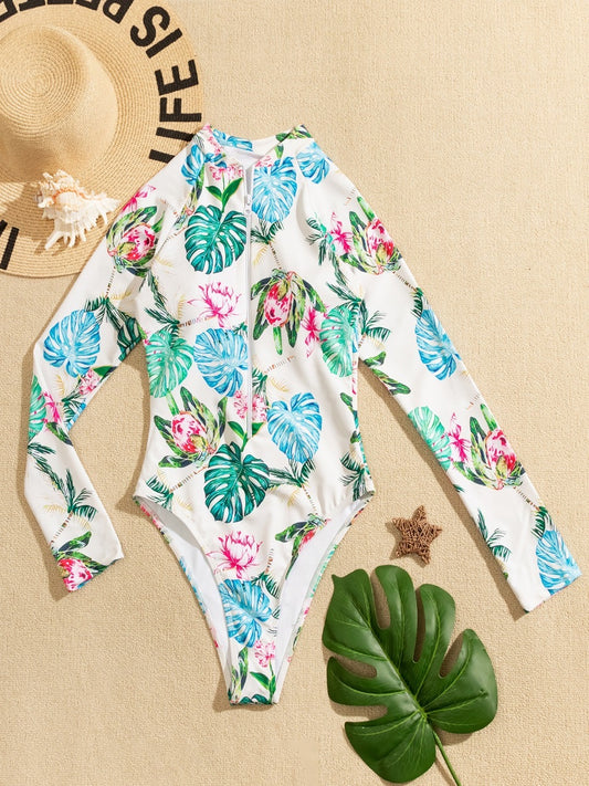Calzoneta blanca tropical de manga larga