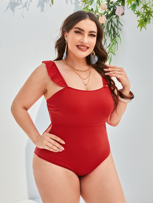 Calzoneta roja con vuelos en los tirantes