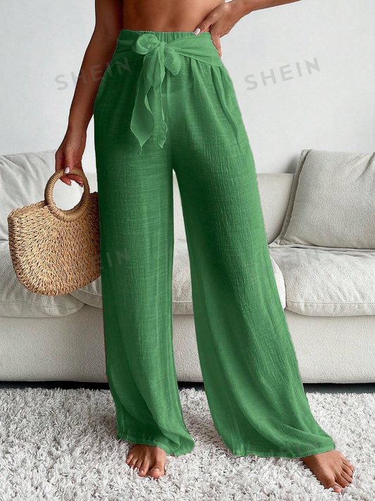 Pantalon verde con moña