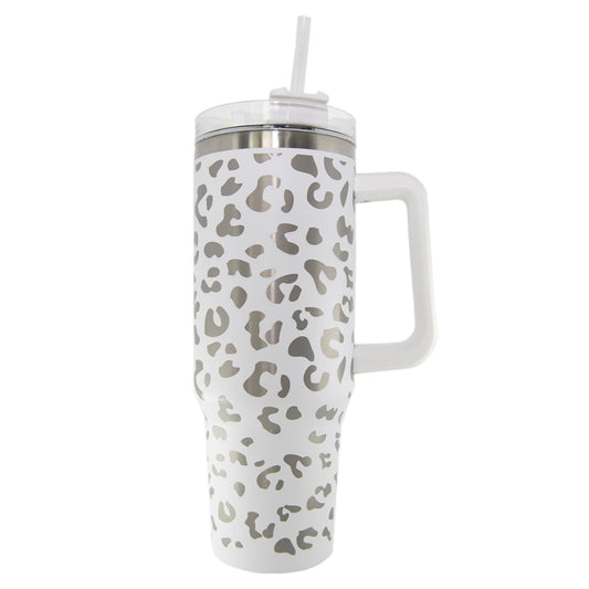 Tumbler blanco animal print metalico